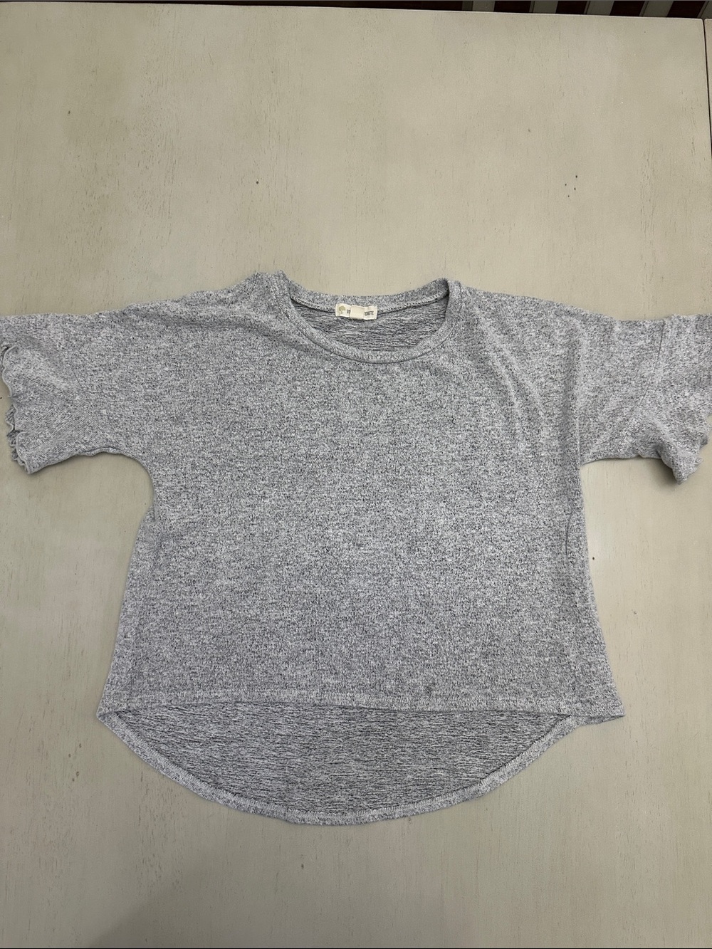 Tucker + Tate Girls Heather Gray High-Low Short Sleeve Knit Top - Size L 10/12